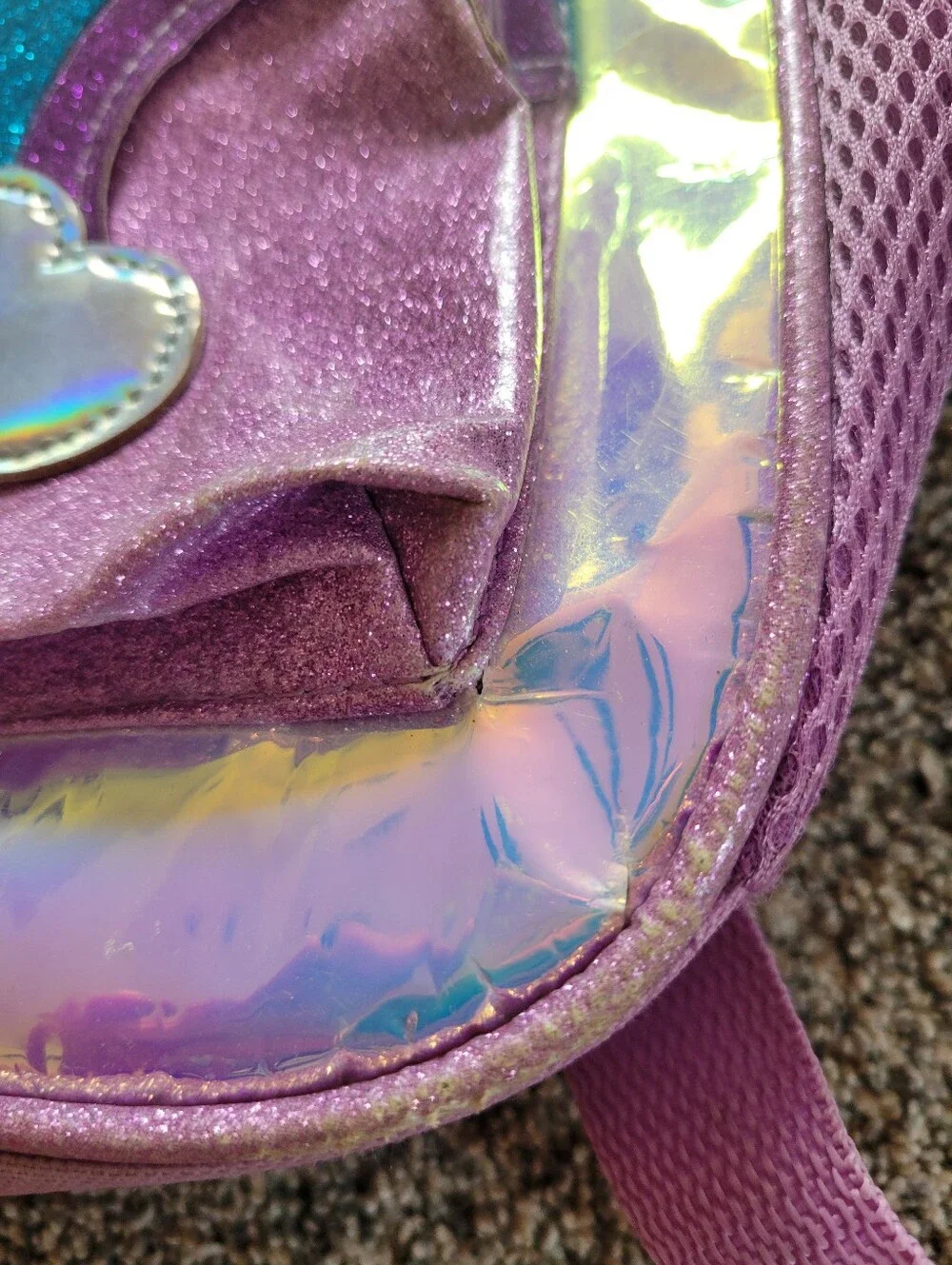 Girls Iridescent Rainbow Glitter Backpack